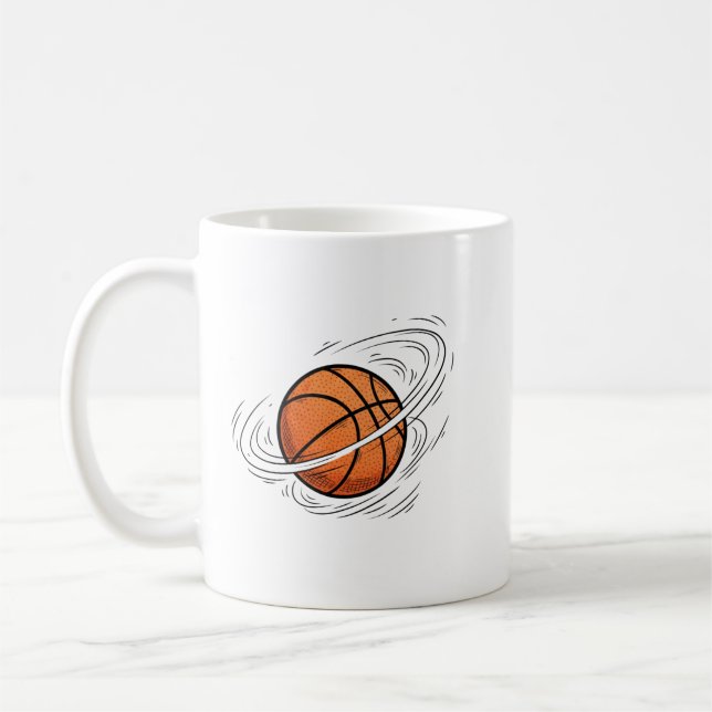 Mug Illustration de basket-ball sur la planète Saturne (Gauche)