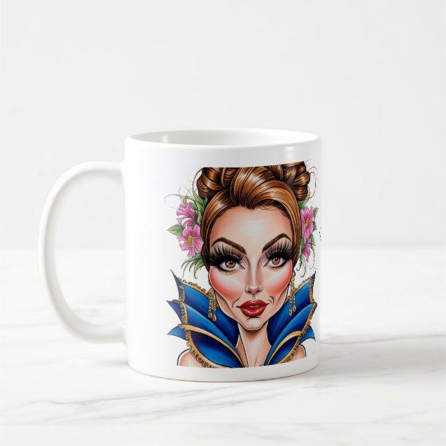 Mug Illustration de beauté de masquerade florale (Gauche)