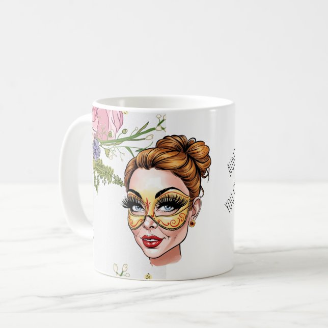 Mug Illustration de beauté de masquerade florale  (Devant gauche)