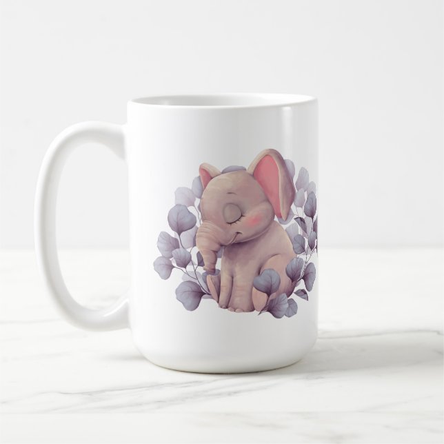 Mug Illustration de bébé éléphant mignon endormi avec  (Gauche)