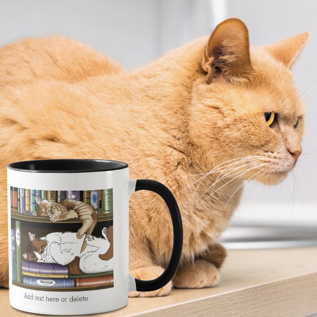 Mug Illustration de bibliothèque de chats endormis mig (Créateur téléchargé)