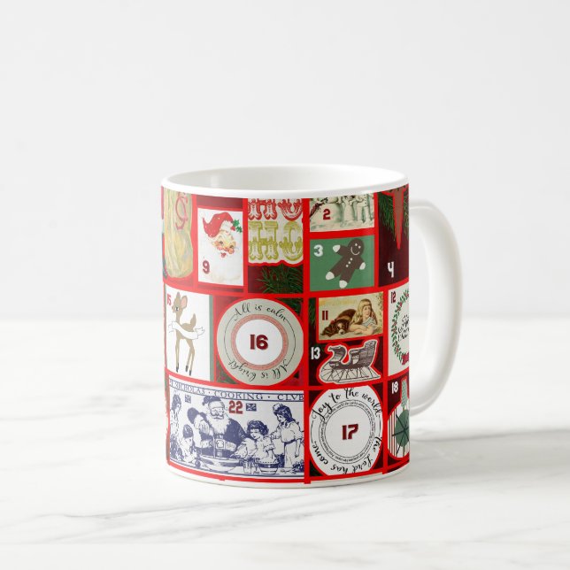 Mug Illustration de bloc de l'Avent de Noël en carré (Devant droit)