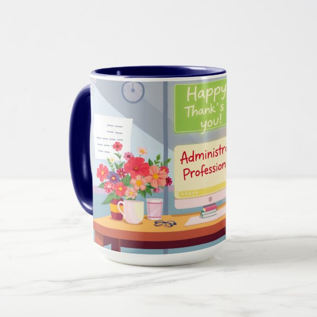 Mug Illustration de bureau lumineuse pour la Journée d (Devant gauche)