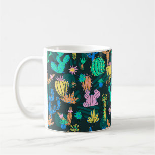 Mug illustration de cactus dessinés à la main. Moteur
