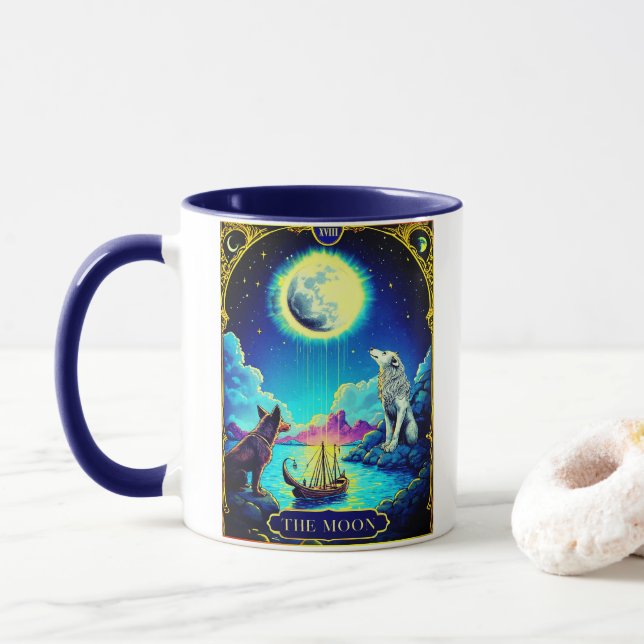 Mug Illustration de carte de tarot, La Lune (Avec donut)