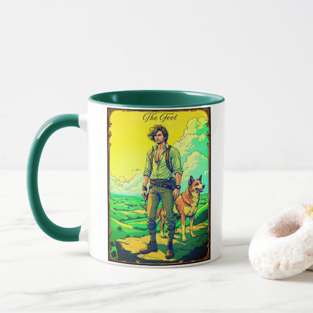Mug Illustration de carte de tarot, Le Fou (Avec donut)