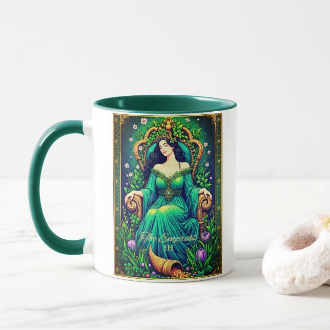 Mug Illustration de carte de tarot, l'Impératrice (Avec donut)