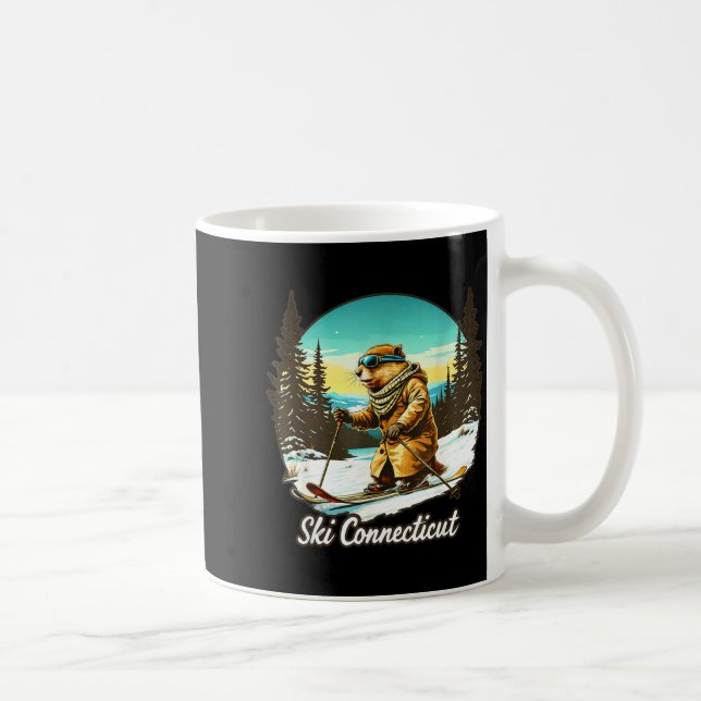 Mug Illustration de castor adorable au ski connectez-v (Droite)