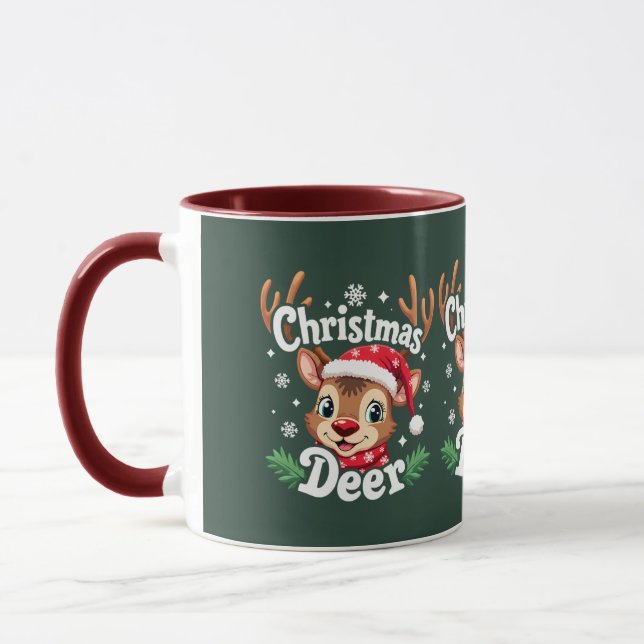 Mug Illustration de cerf de Noël mignon (Gauche)