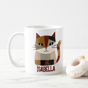 Mug Illustration de chat coloré Nom personnalisé
