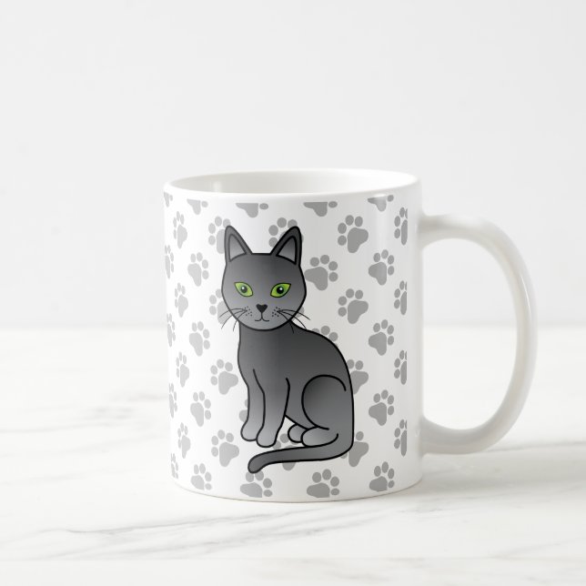 Mug Illustration de chat de dessin animé mignon bleu r (Droite)