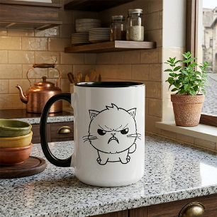 Mug Illustration de chat en colère et qui crache en li