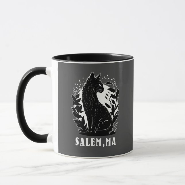 Mug Illustration de chat noir | Salem (Gauche)