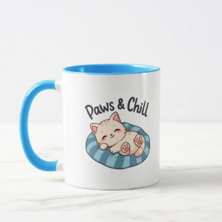 Mug Illustration de chat Paws & Chill Cartoon