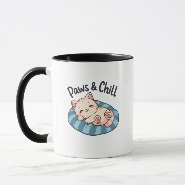 Mug Illustration de chat pour une sieste & détente en  (Gauche)