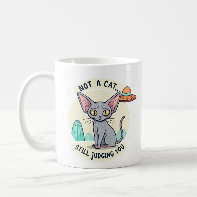Mug Illustration de chat Sphynx OVNI sarcastique de st (Gauche)