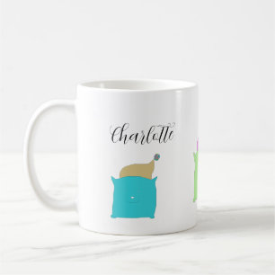 Mug Illustration de chats Coussins mignons Monogrammé