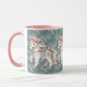 Mug Illustration de cheval de fantaisie au pastel flor