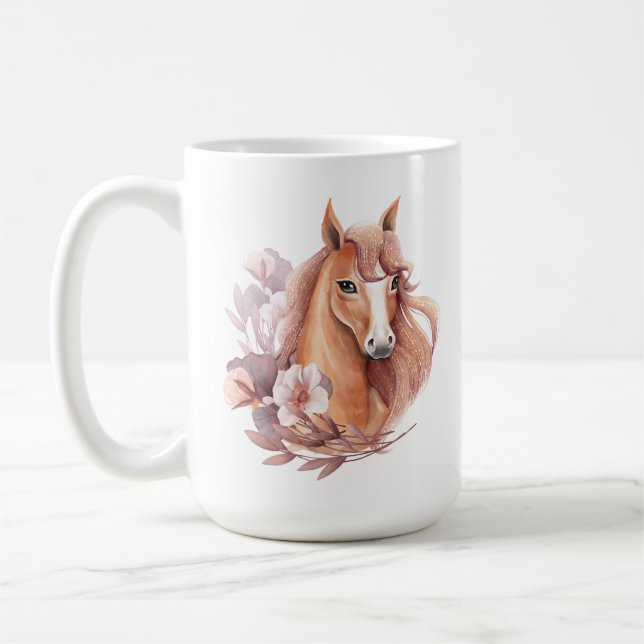Mug Illustration de cheval floral (Gauche)