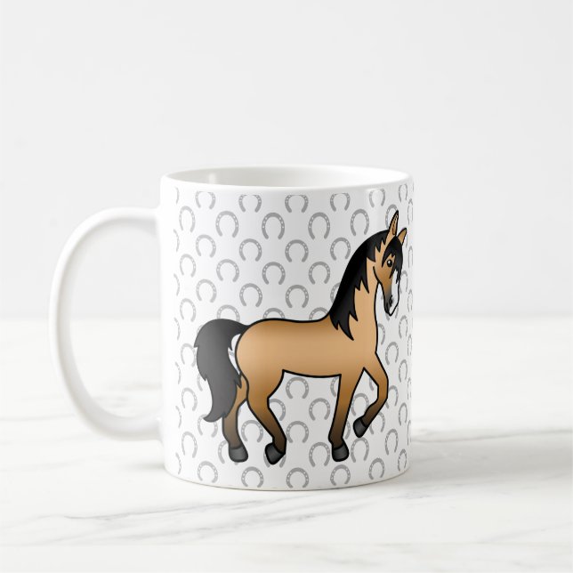 Mug Illustration de cheval trottant de dessin animé mi (Gauche)