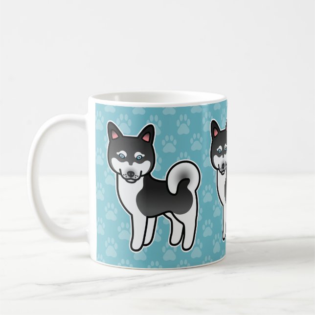 Mug Illustration de chien Alaskan Klee Kai noir et bla (Gauche)
