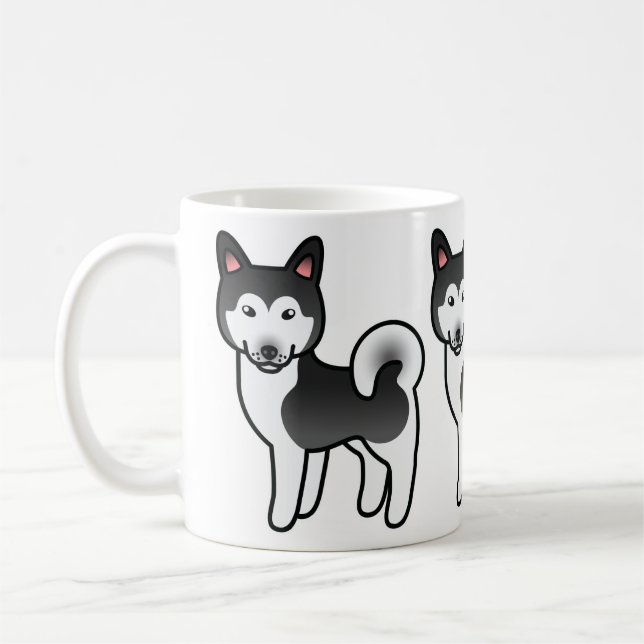 Mug Illustration de chien Alaskan Malamute noir et bla (Gauche)
