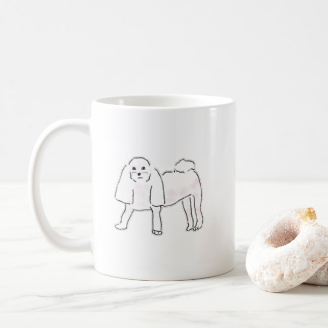 Mug Illustration de chien blanc duveteux dessiné à la  (Avec donut)