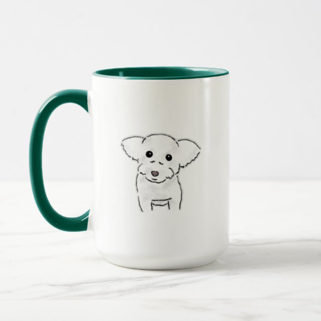 Mug Illustration de chien blanc mignon dessiné à la ma (Gauche)