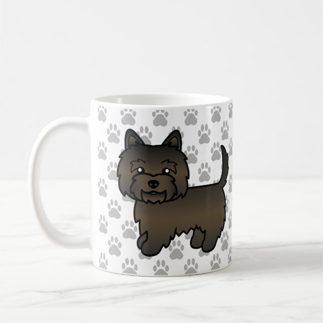 Mug Illustration de chien Cairn Terrier Bringé foncé & (Gauche)