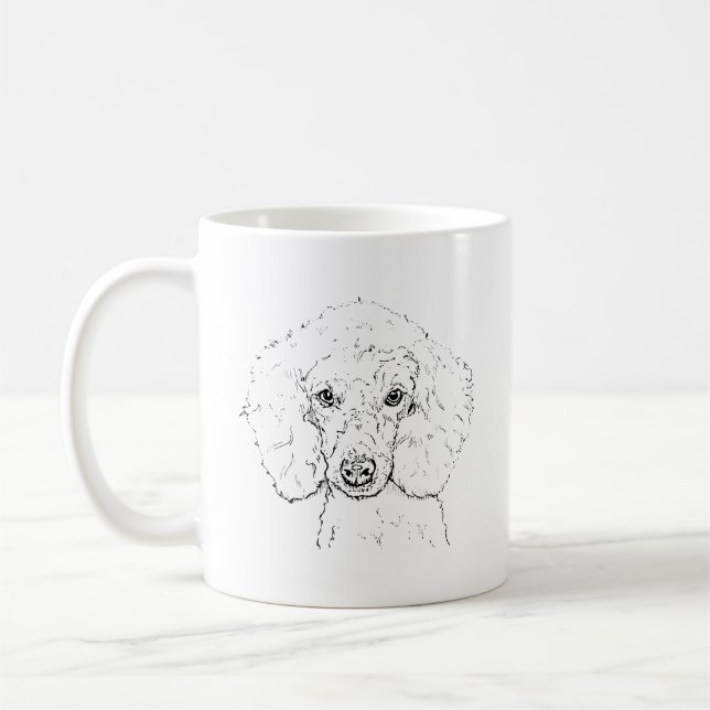 Mug Illustration de chien caniche mignon, dessinée à l (Gauche)