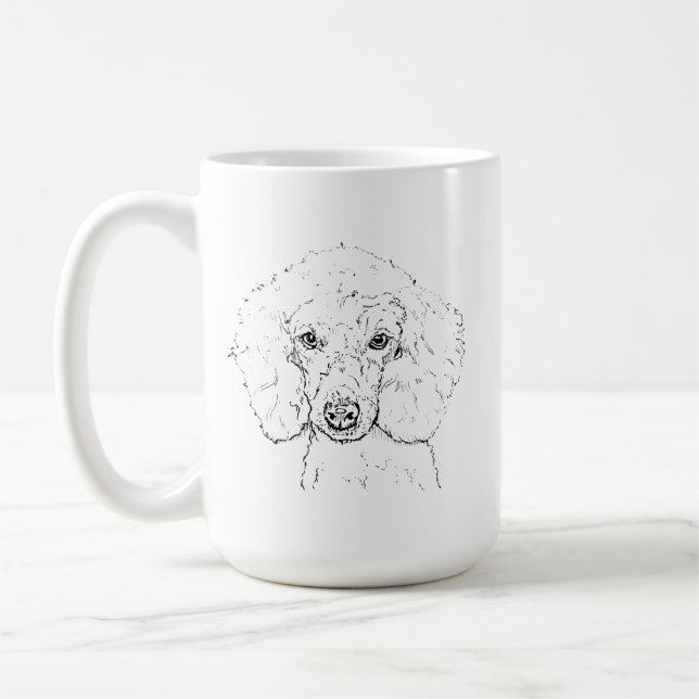 Mug Illustration de chien caniche mignon, dessinée à l (Gauche)