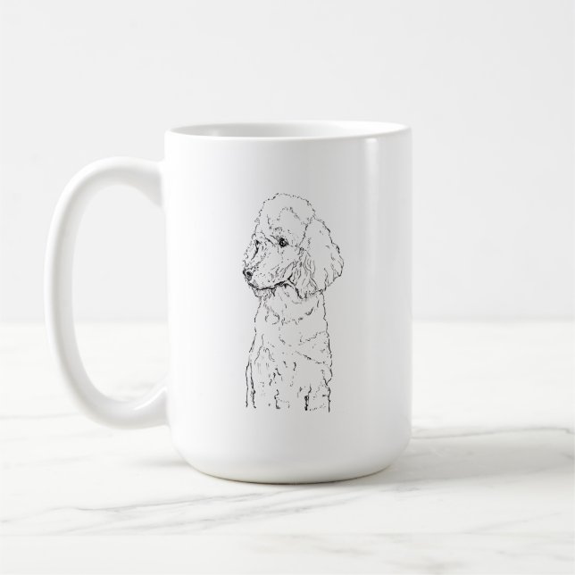 Mug Illustration de Chien Caniche Standard - Art à l'E (Gauche)