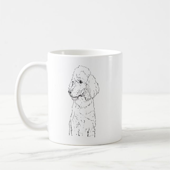 Mug Illustration de Chien Caniche Standard - Art à l'E (Gauche)