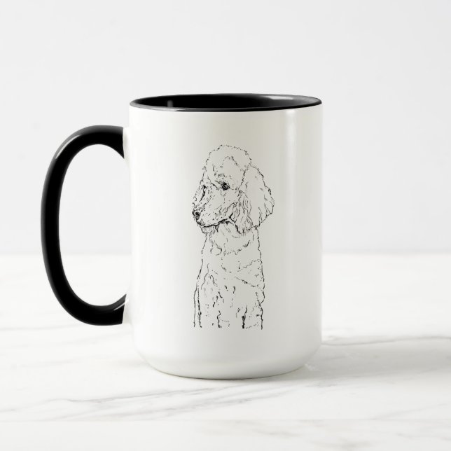 Mug Illustration de Chien Caniche Standard - Art à l'E (Gauche)
