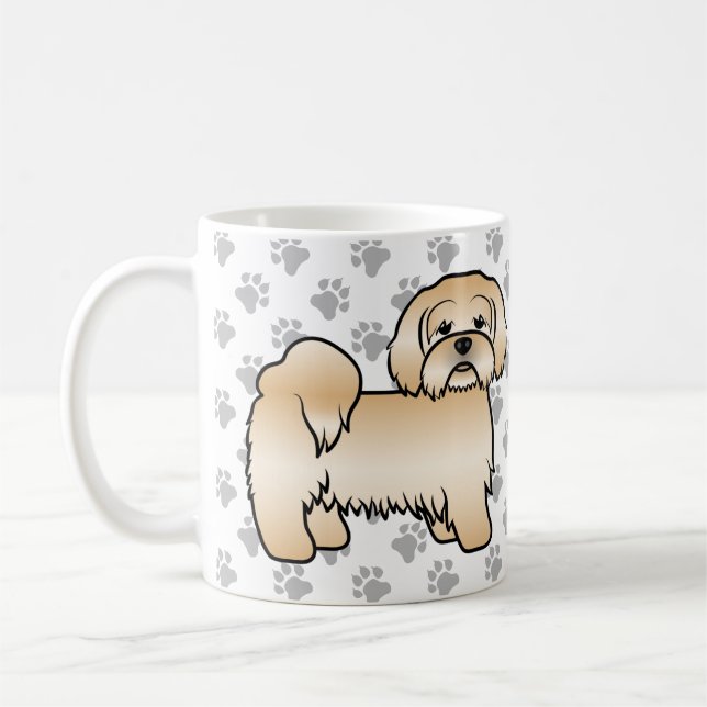 Mug Illustration de chien de dessin animé mignon Lhasa (Gauche)