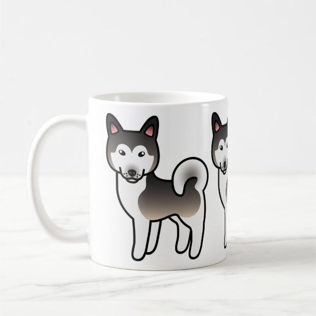 Mug Illustration de chien Malamute d'Alaska gris loup (Gauche)