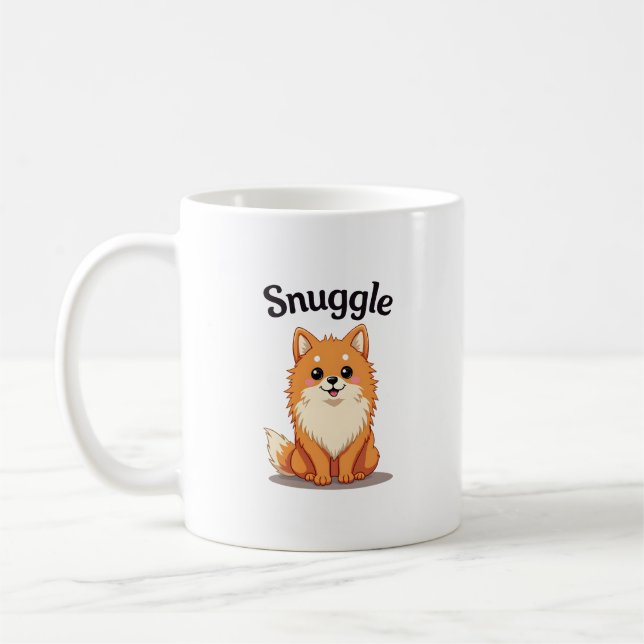 Mug Illustration de chien mignon Pomeranian câlin vint (Gauche)