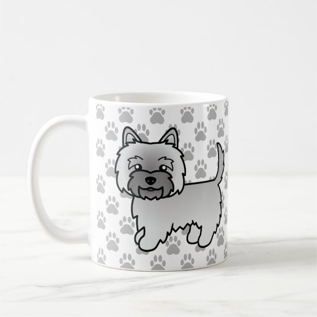 Mug Illustration de chien Terrier Cairn Gris & Pattes (Gauche)