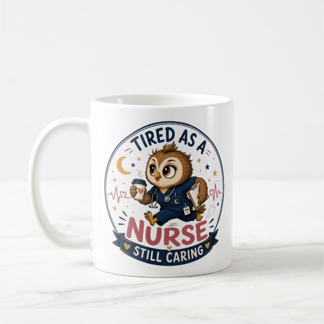 Mug Illustration de chouette infirmière fatiguée en de (Gauche)