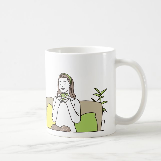 Mug Illustration de citation de buveur de café mignon (Droite)