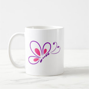 Mug Illustration de contour de papillon   Art linéaire