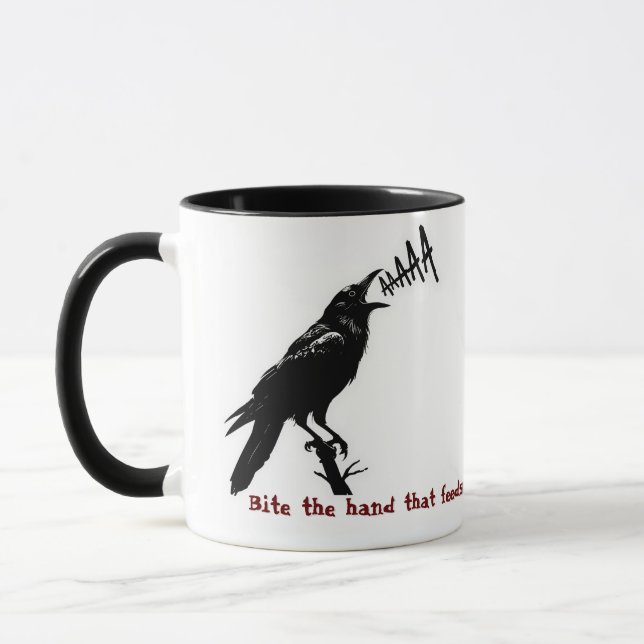 Mug Illustration de corbeau noir - Conception d'art de (Gauche)