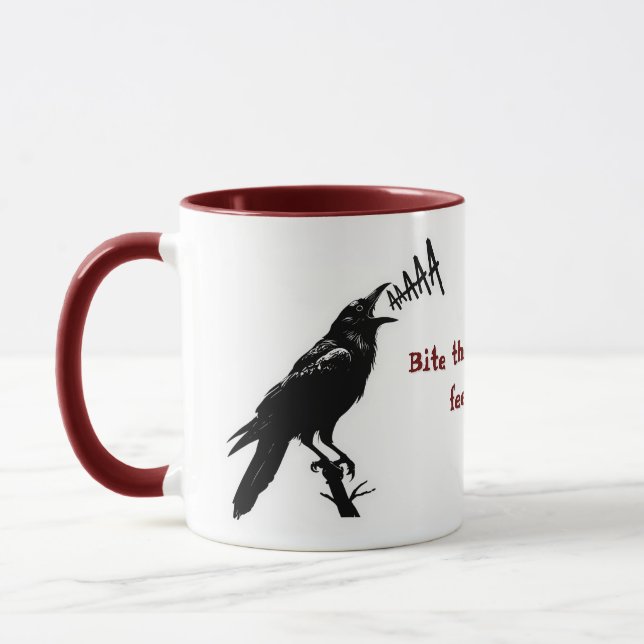 Mug Illustration de corbeau noir - Conception d'art de (Gauche)