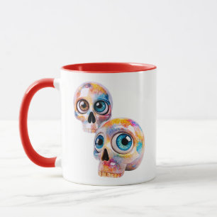 Mug Illustration de crâne colorée aux grands yeux