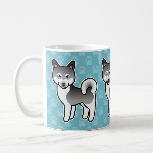 Mug Illustration de dessin animé de chien Klee Kai ala (Gauche)
