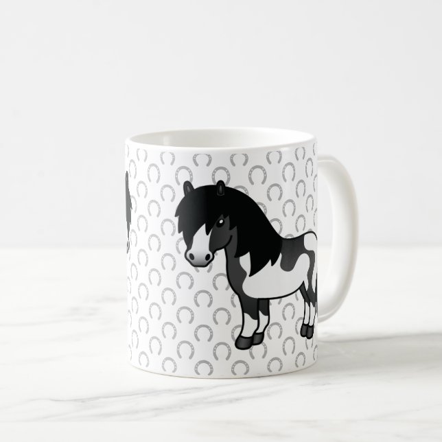 Mug Illustration de dessin animé de poney Shetland Pin (Devant droit)