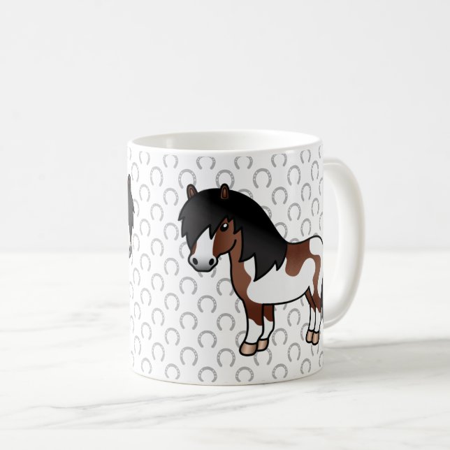 Mug Illustration de dessin animé de poney Shetland Pin (Devant droit)
