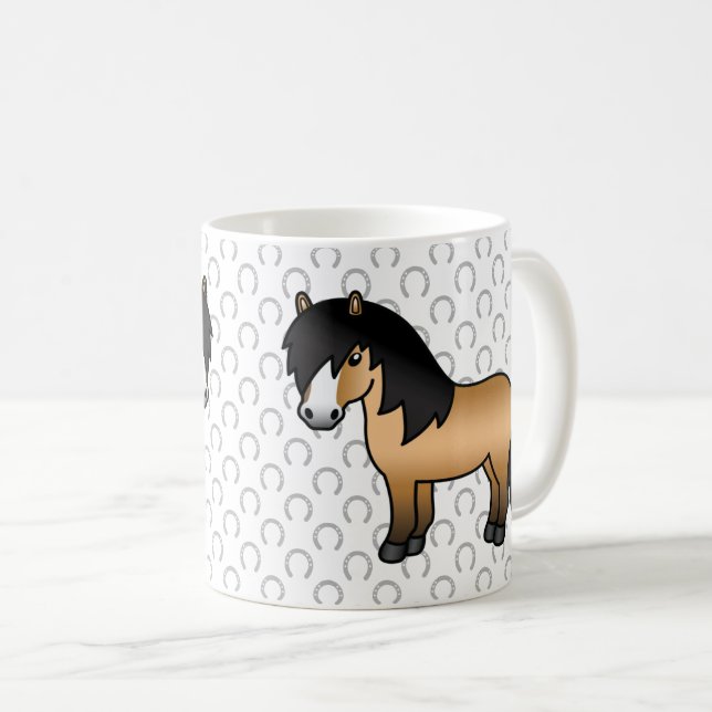 Mug Illustration de dessin animé mignon de poney Shetl (Devant droit)