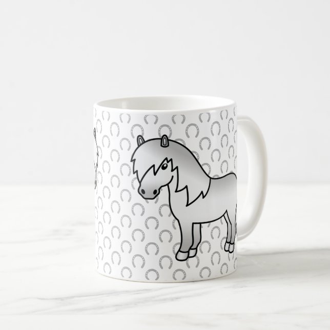 Mug Illustration de dessin animé mignon de poney Shetl (Devant droit)