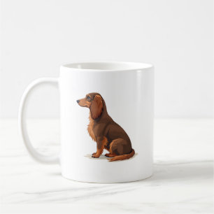 Mug Illustration de dos de teckel vintage à longs poil